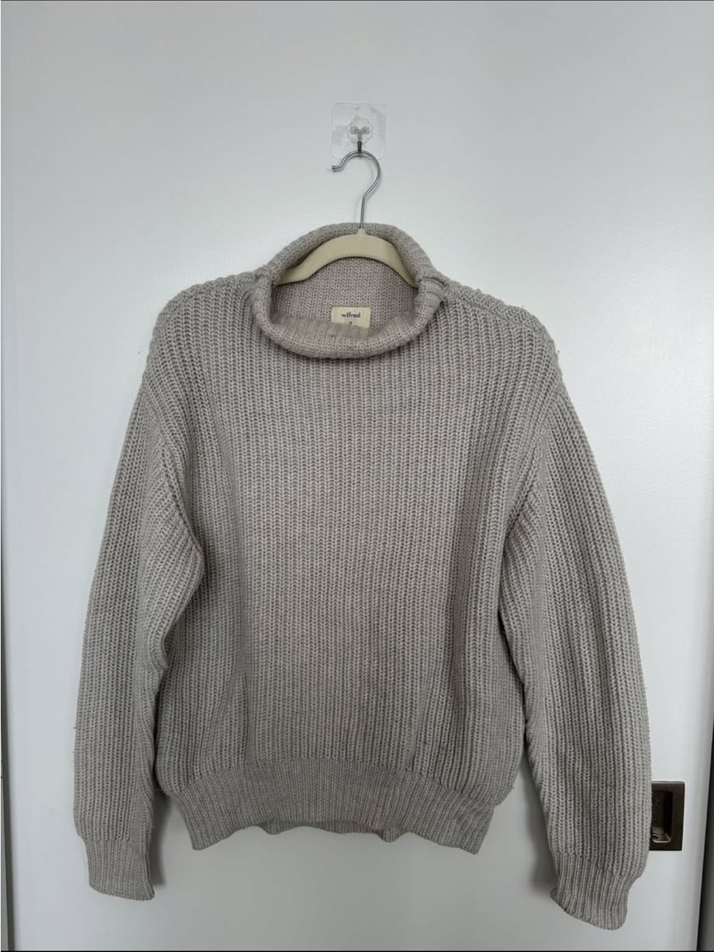Aritzia Wilfred Light Heather Gray Cowl Turtleneck Sweater